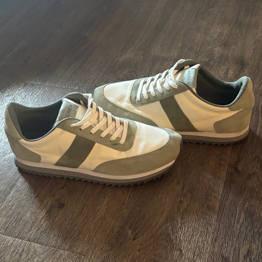 JCrew Sage Green and White Sneakers